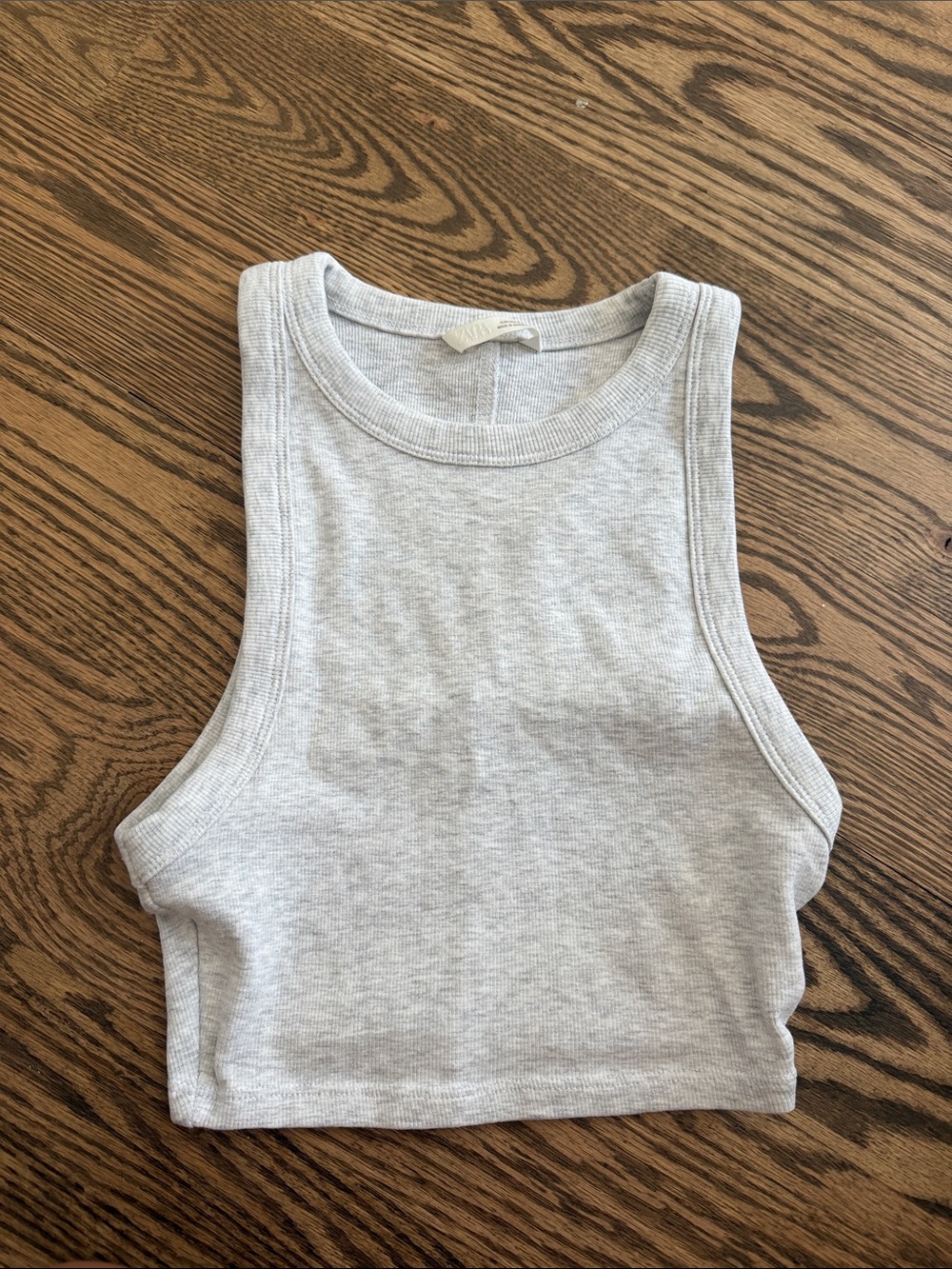 Zara Gray Ribbed Crop Tank Top - Women